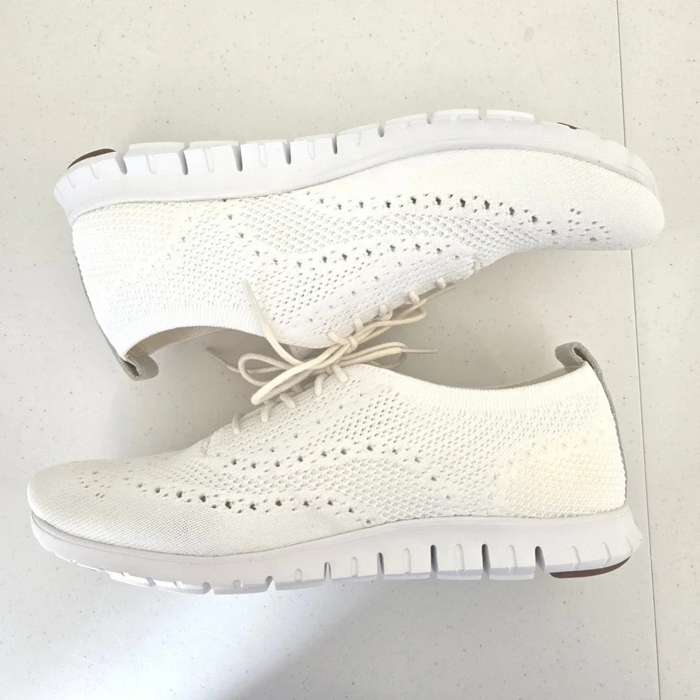 Cole Haan Zerogrand Stitchlite White Knit Wingtip Oxford Sneakers W06731 W 9.5B